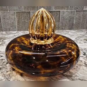 Lamp Berger Beautiful Blown Glass Elegant Amber, Brown And Gold Glass Oil Burner